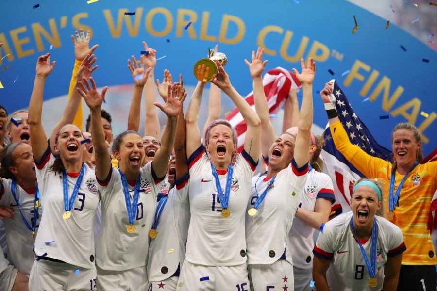 U.S.W.N.T. celebrating their World Cup win in 2019